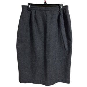 Vintage GILMOR Gray Wool Blend Lined Pencil Skirt Size 16 Quiet Luxury Office‎